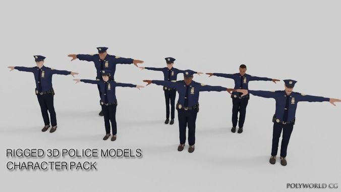 Realistic Cops - Rigged Police 3D Character Pack Model 3D model