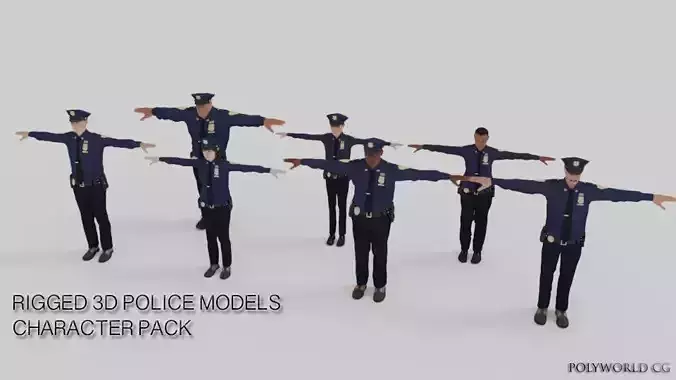 Realistic Cops - Rigged Police 3D Character Pack Model 3D model