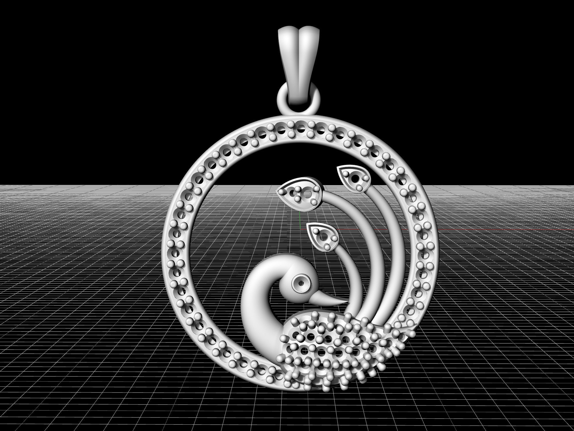 Peacock pendant 3D print model_2