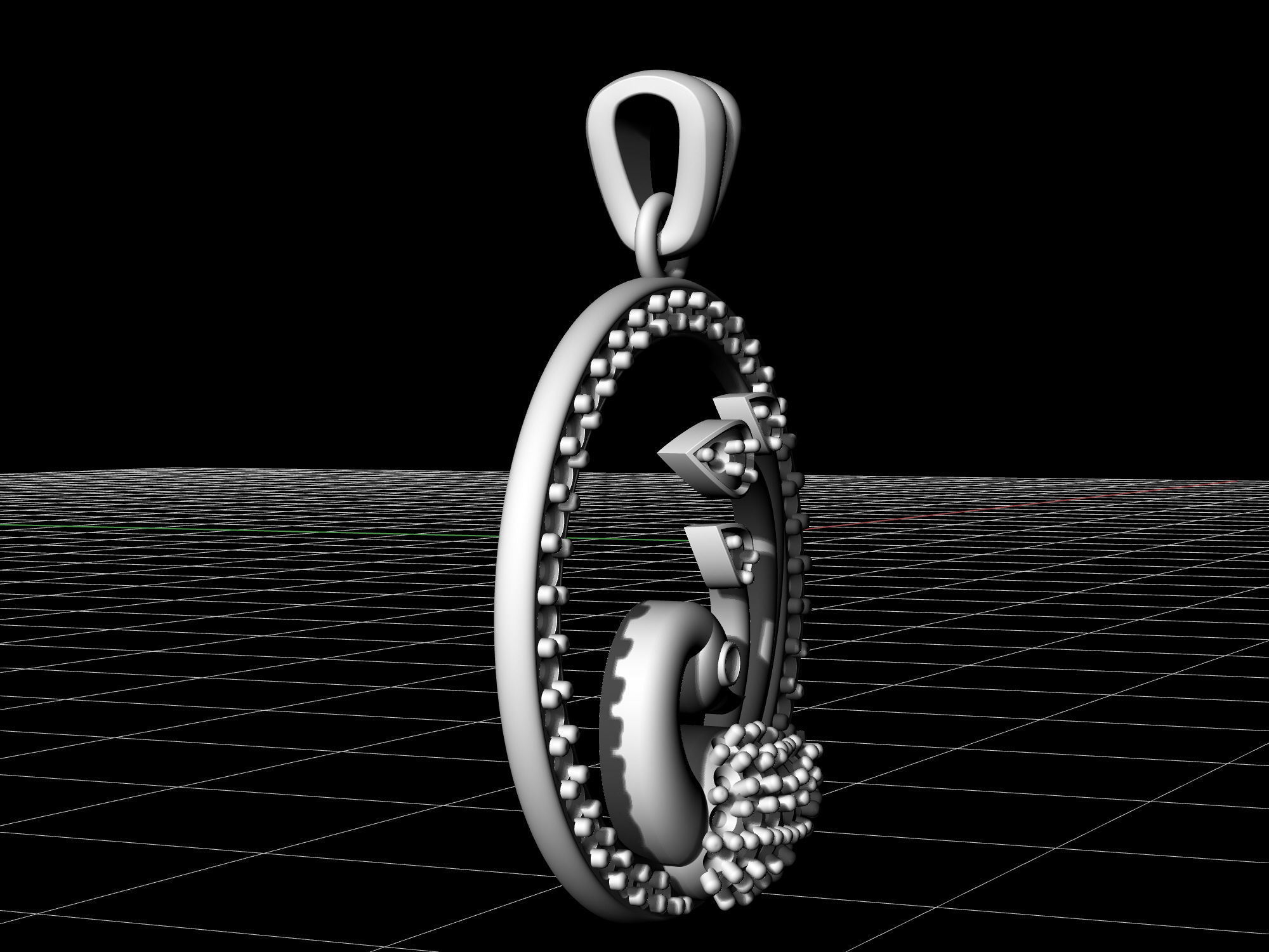 Peacock pendant 3D print model_6