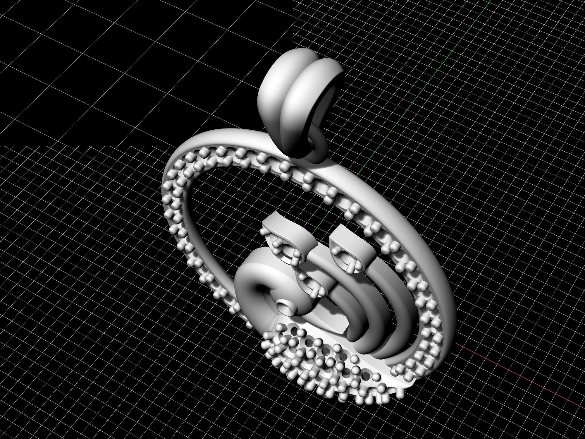 Peacock pendant 3D print model_8