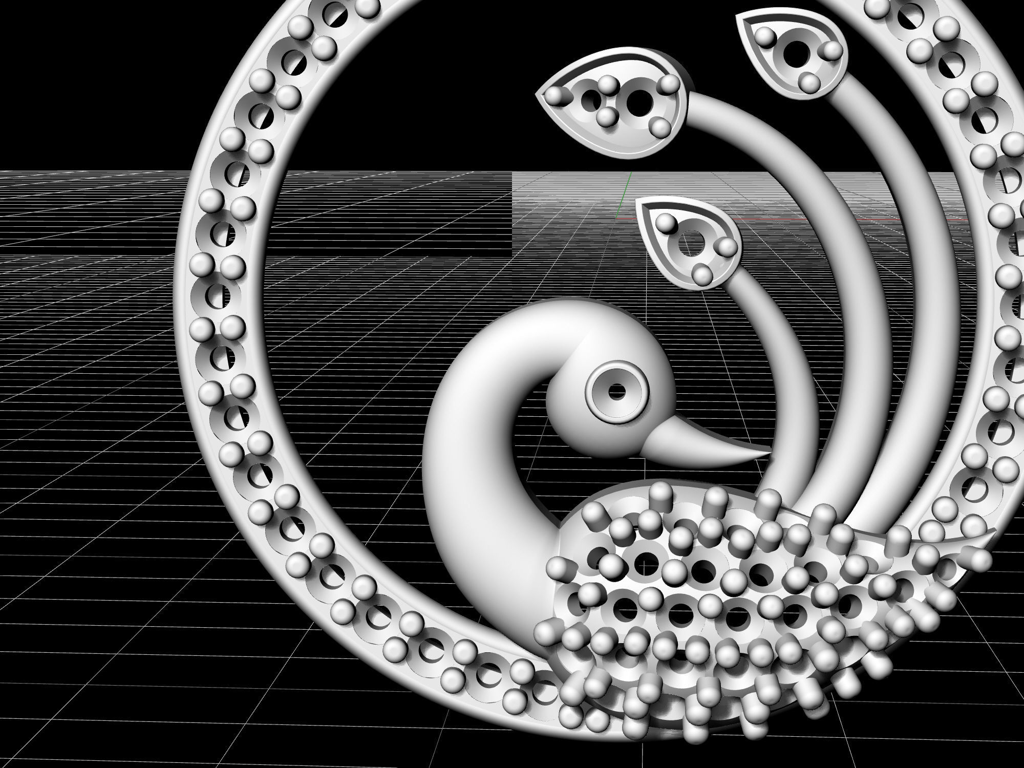 Peacock pendant 3D print model_3