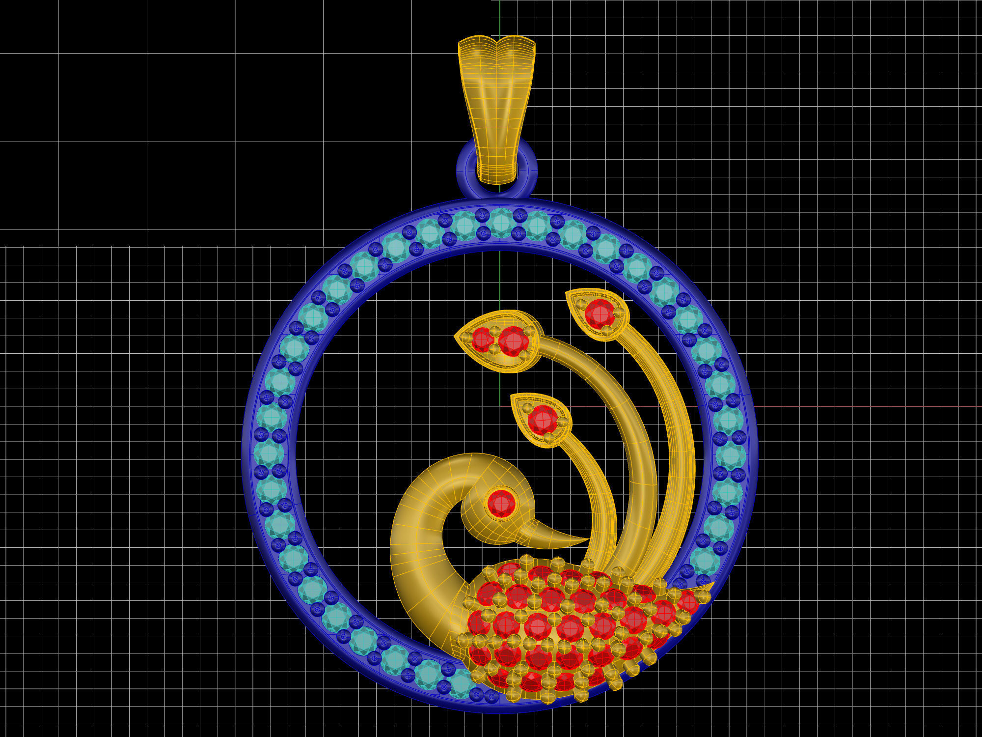 Peacock pendant 3D print model_11