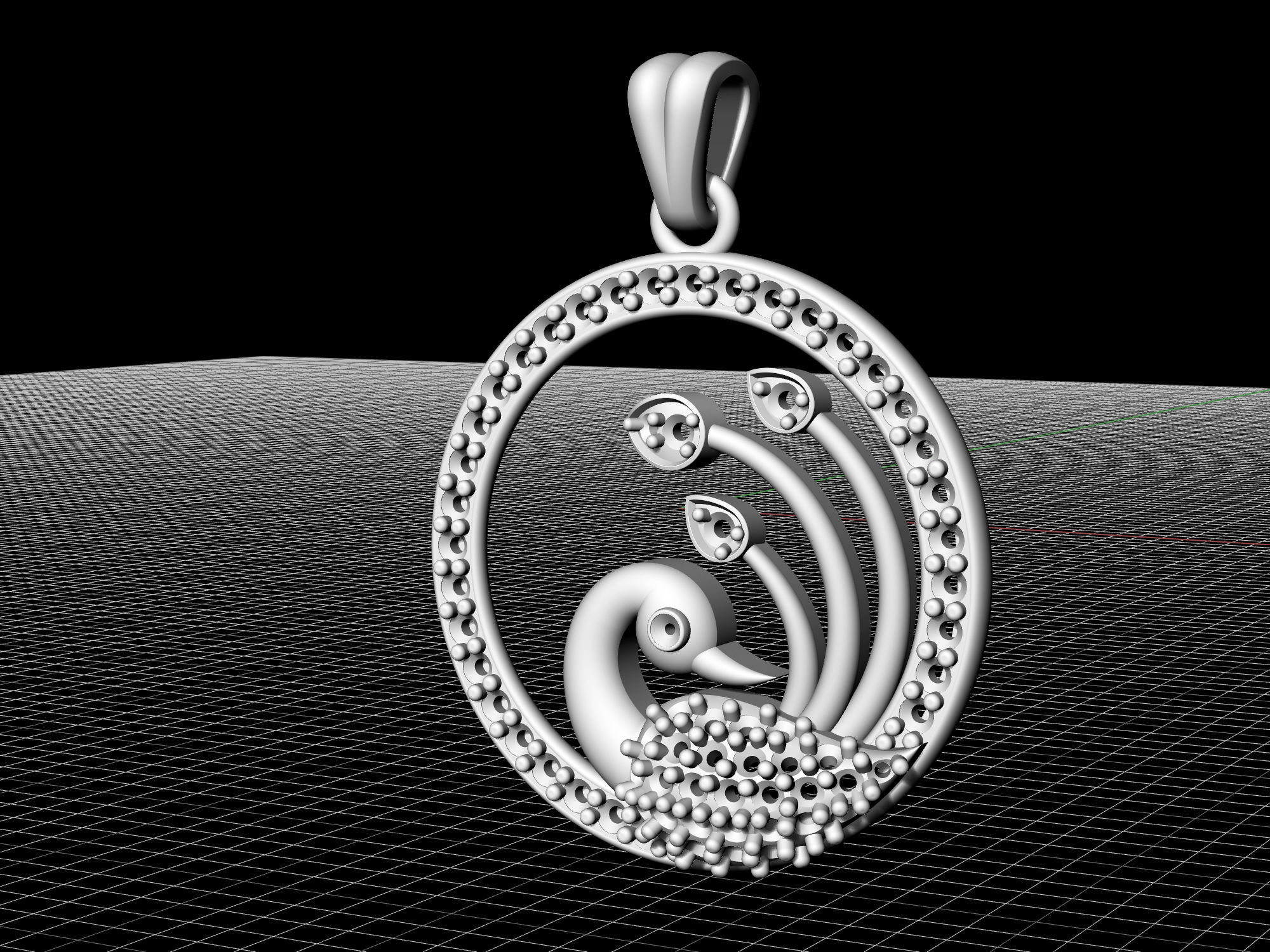 Peacock pendant 3D print model_5