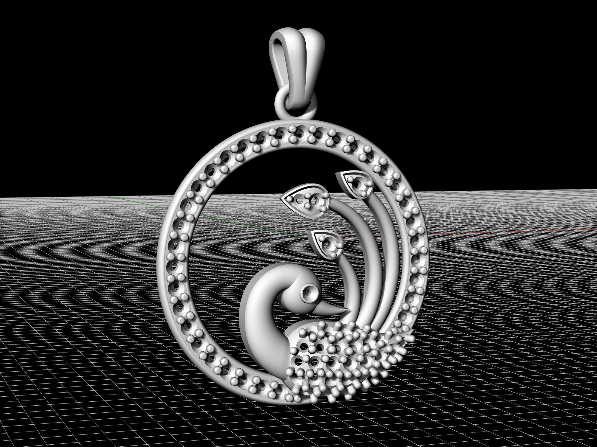 Peacock pendant 3D print model_4