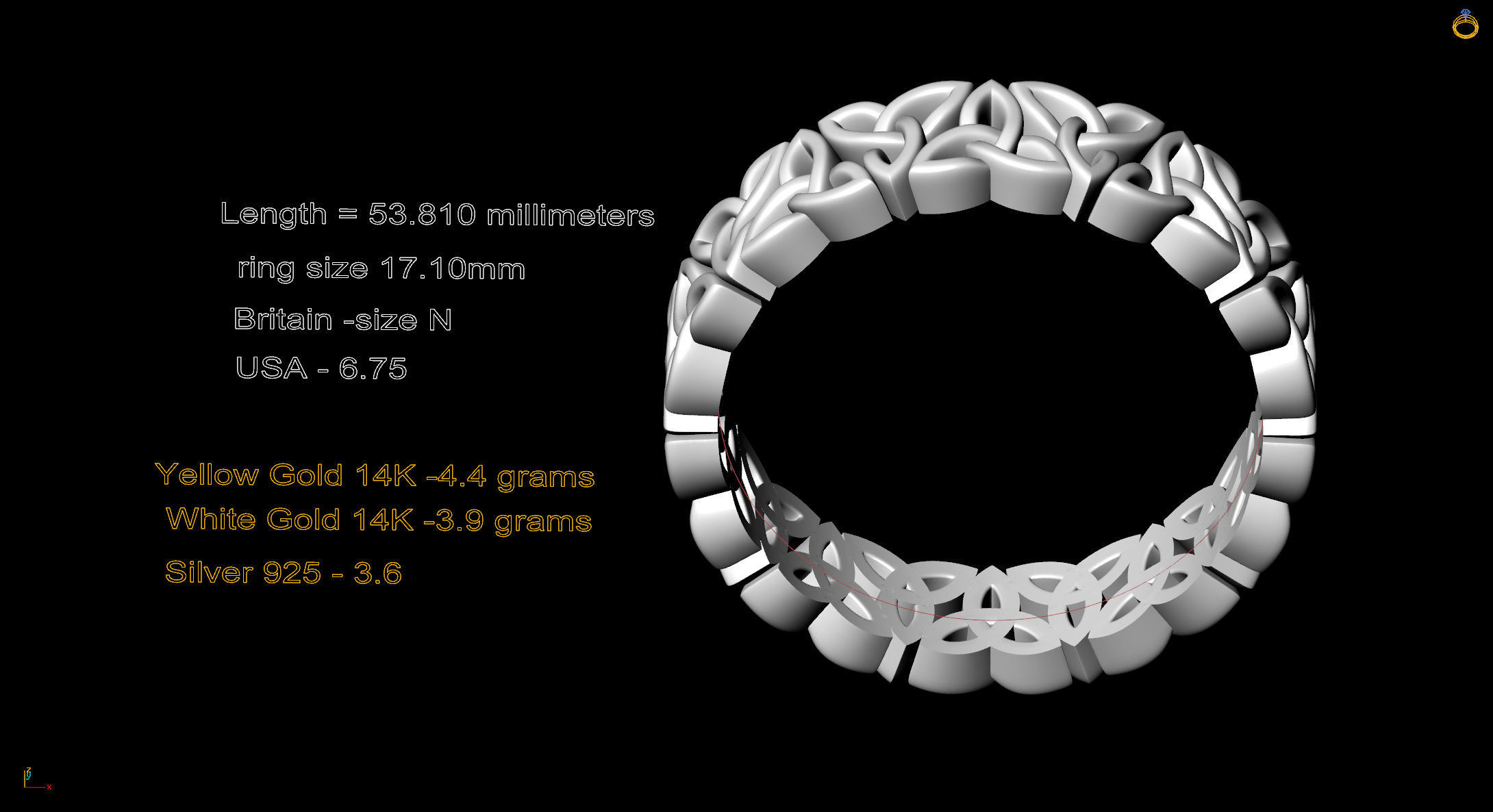 ring with Celtic ornaments 3D print model_3