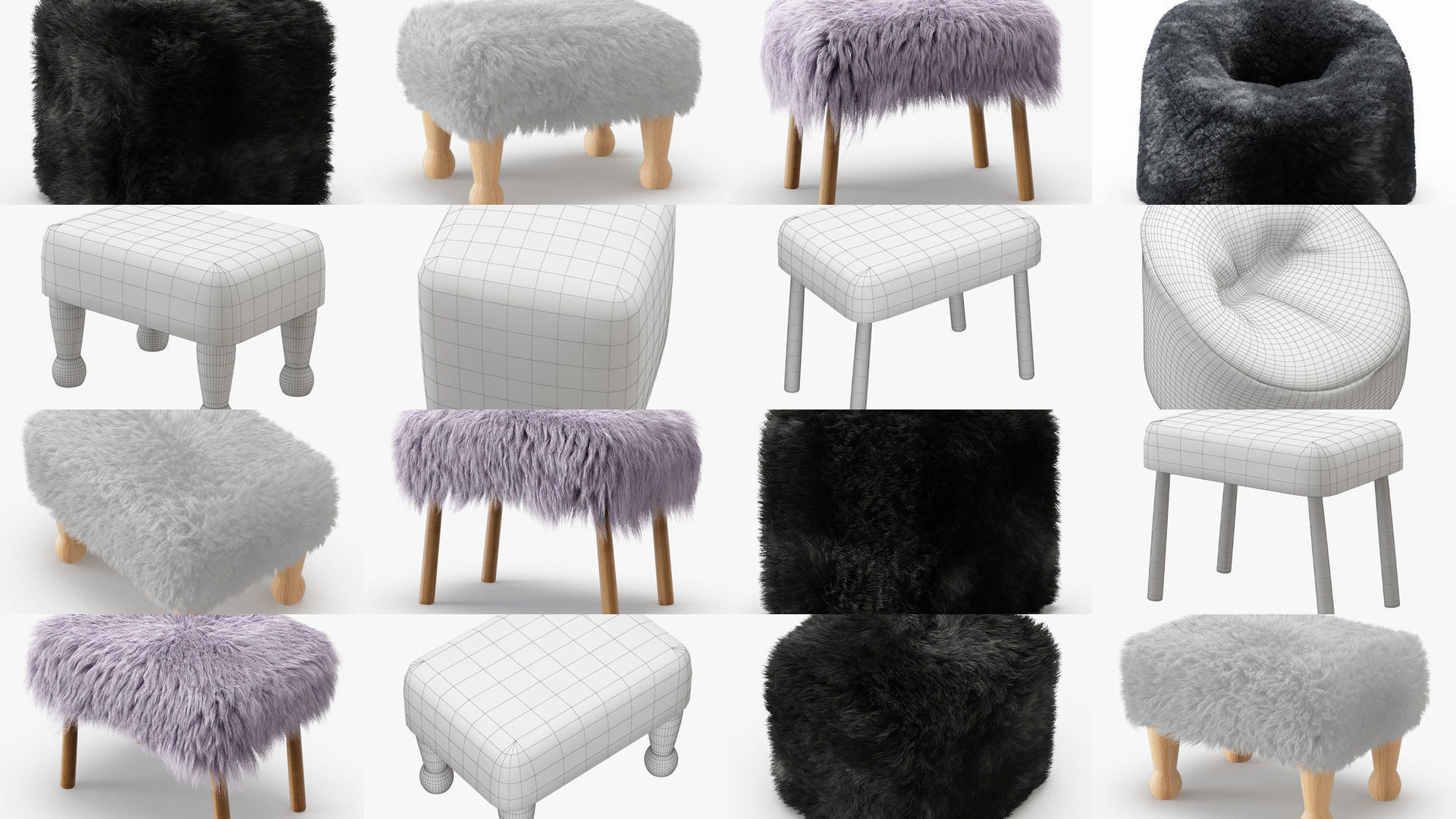 Collection of poufs with a wool of 20 pieces _1