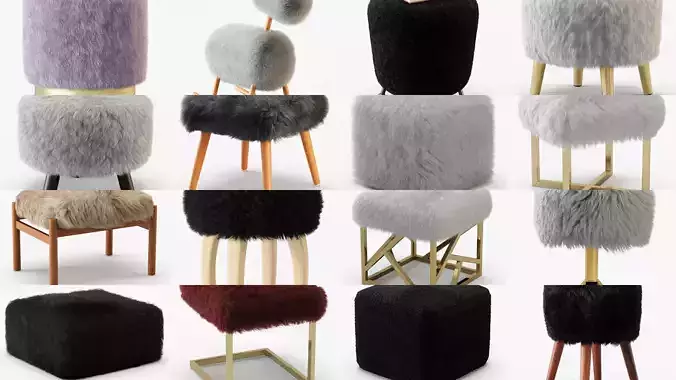 Collection of poufs with a wool of 20 pieces 
