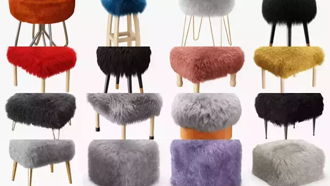 Collection of poufs with a wool of 16 pieces 