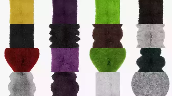 Collection of carpets and skins with wool of 20 pieces 