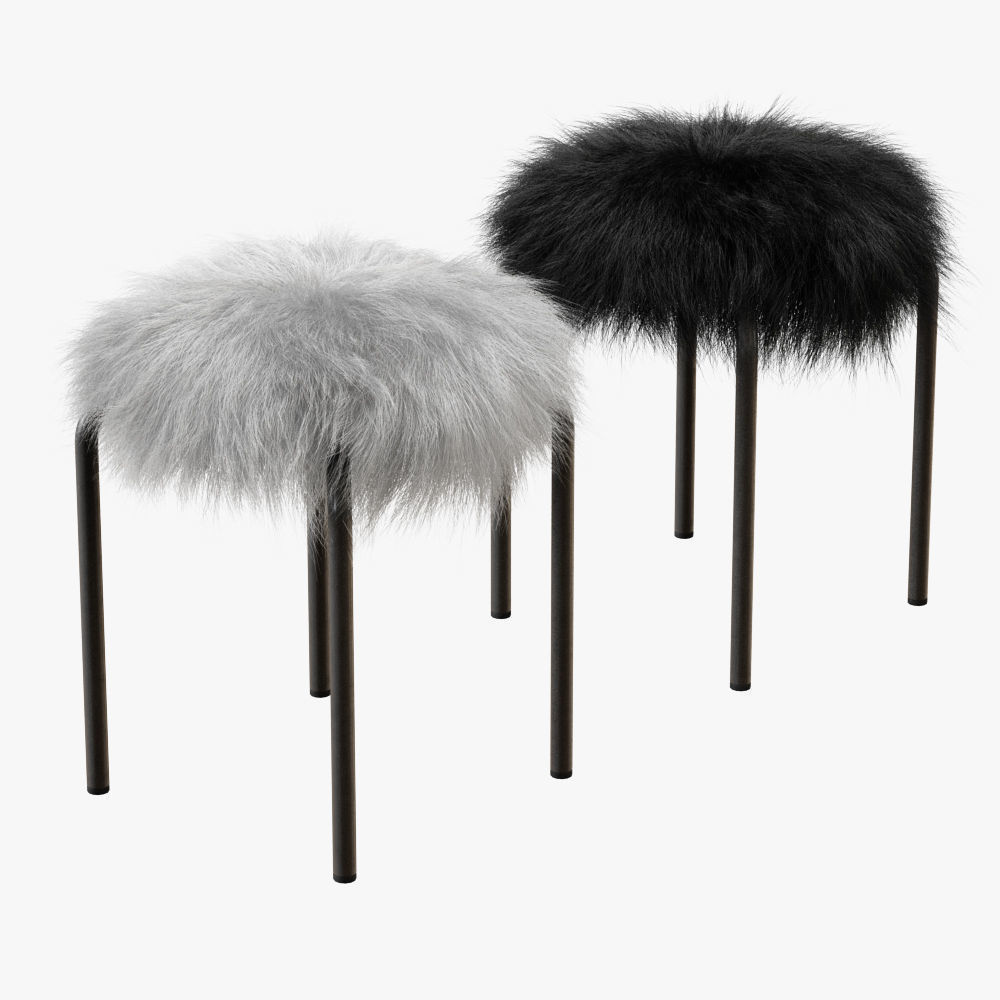 Collection poufs with wool 10 pieces _4