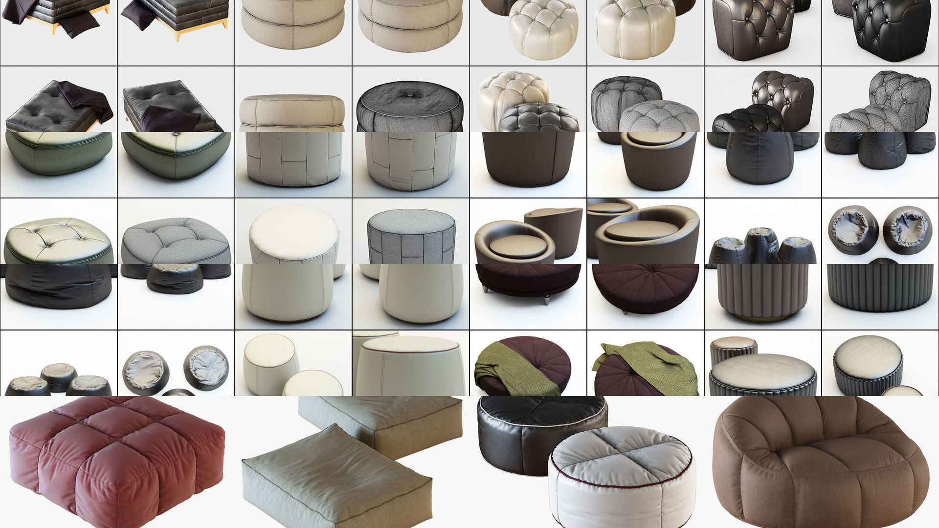 Collection of puffs with wool 41 pieces _3