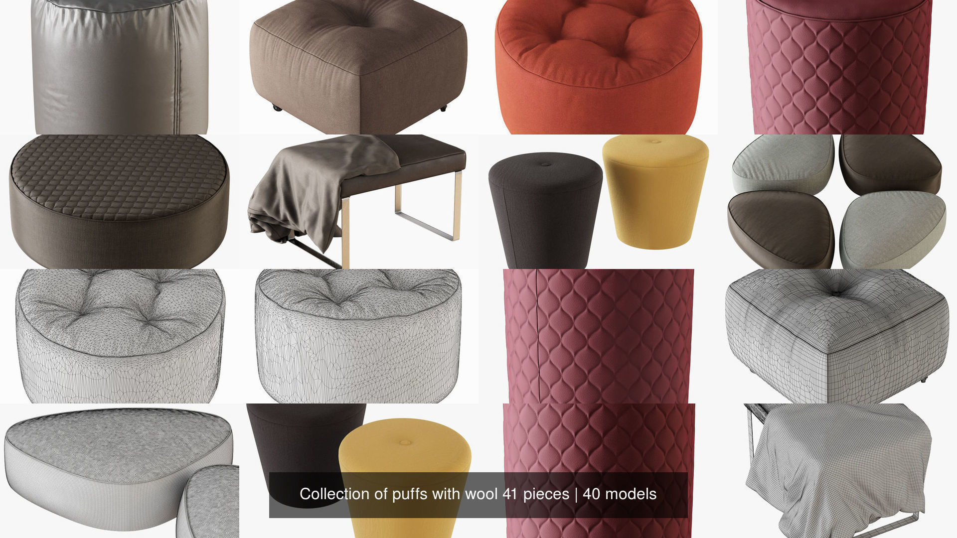 Collection of puffs with wool 41 pieces _7