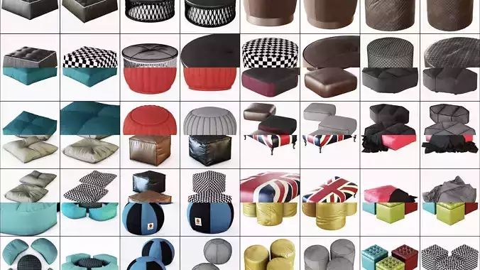 Collection of puffs with wool 41 pieces 