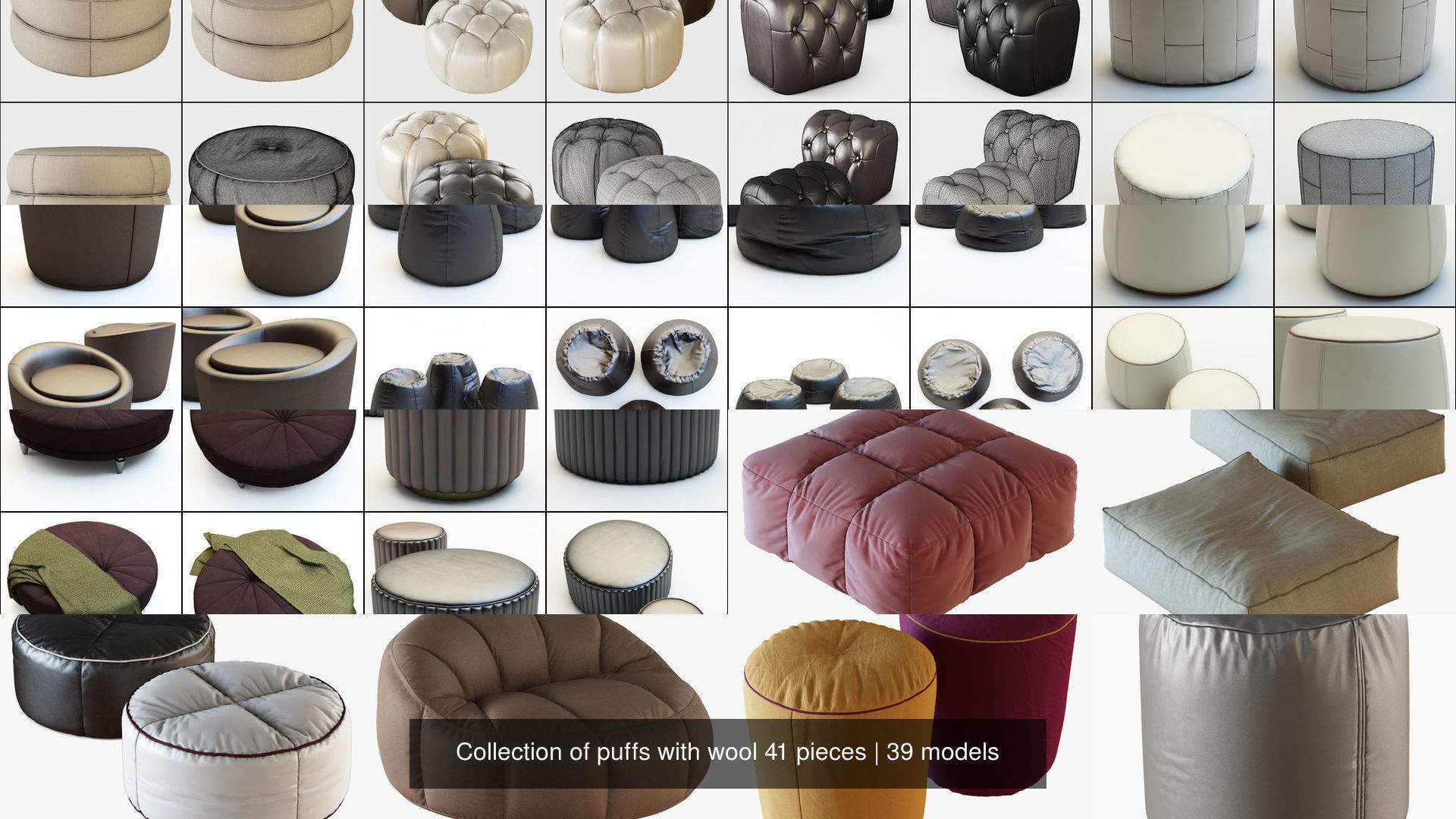 Collection of puffs with wool 41 pieces _4