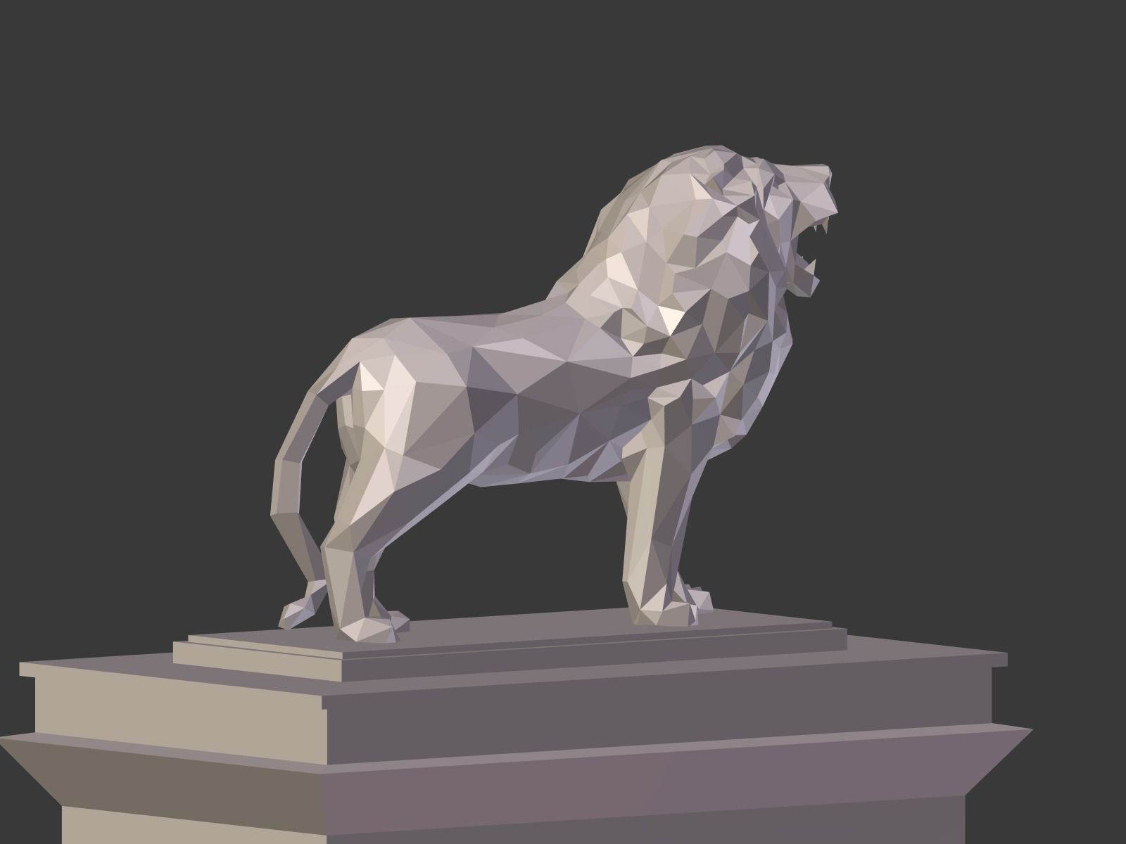 Cartoon Lion Statue - Low Poly Low-poly 3D model_5