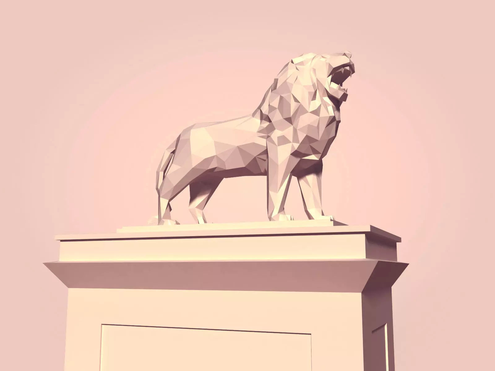 Cartoon Lion Statue - Low Poly Low-poly 3D model_0