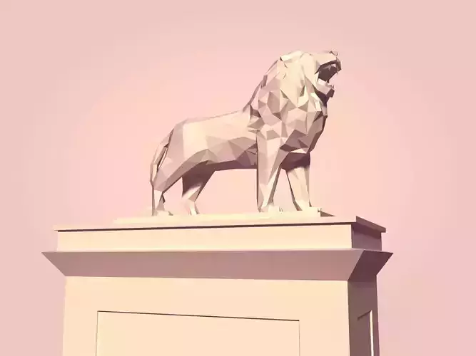Cartoon Lion Statue - Low Poly Low-poly 3D model