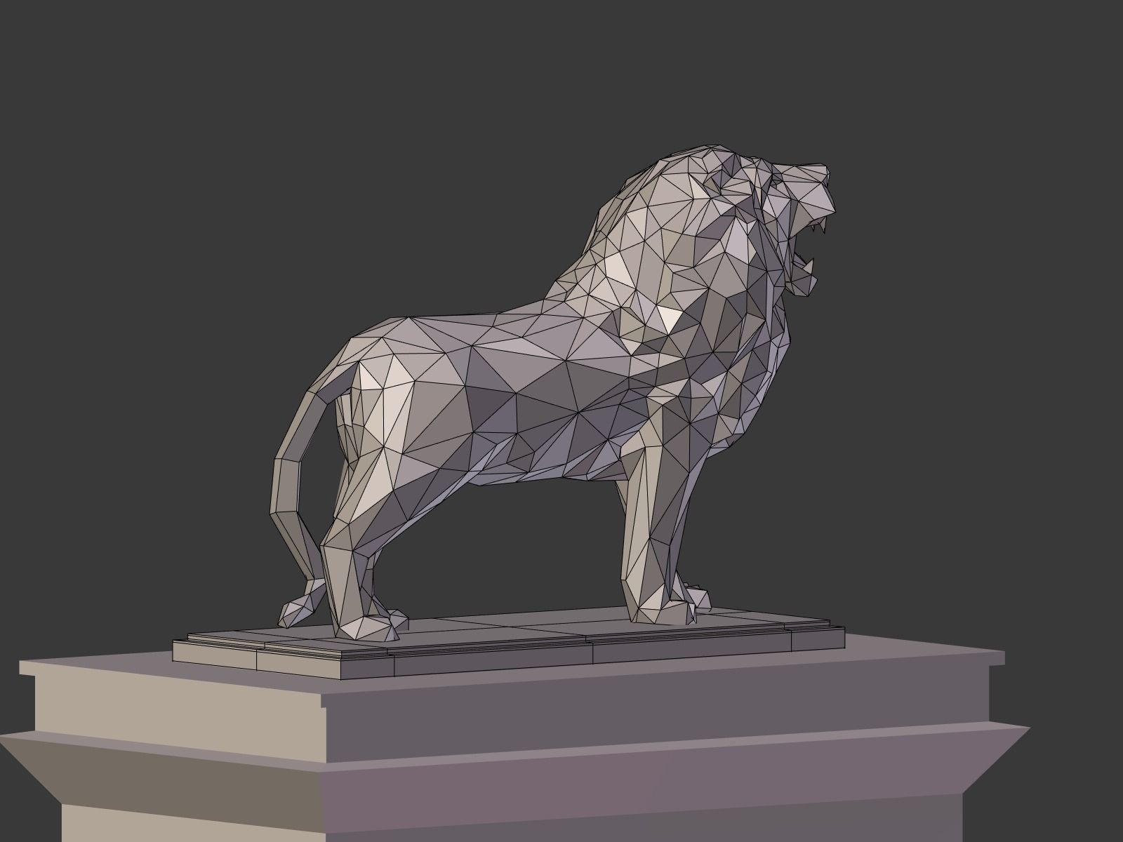 Cartoon Lion Statue - Low Poly Low-poly 3D model_18