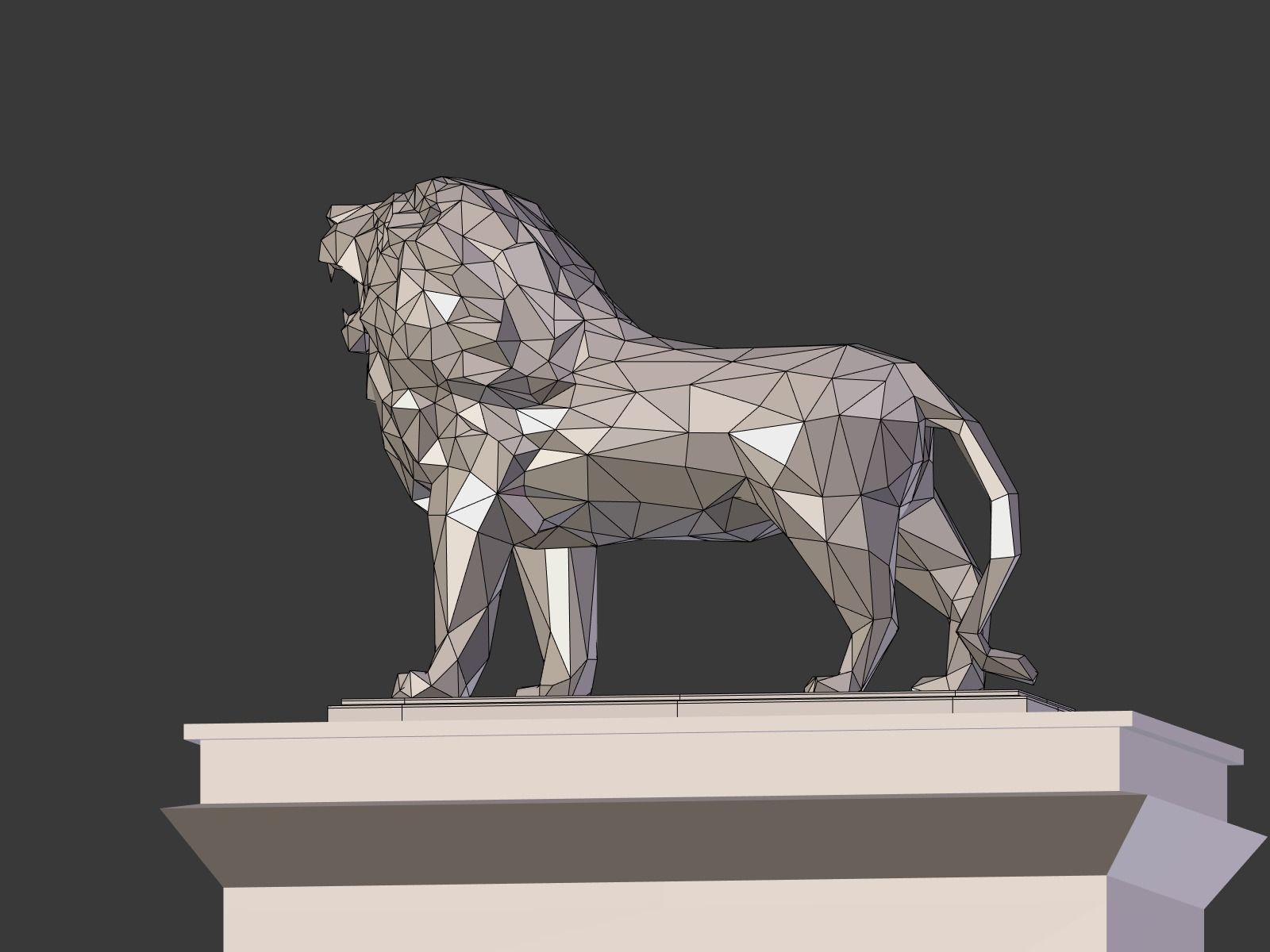 Cartoon Lion Statue - Low Poly Low-poly 3D model_19