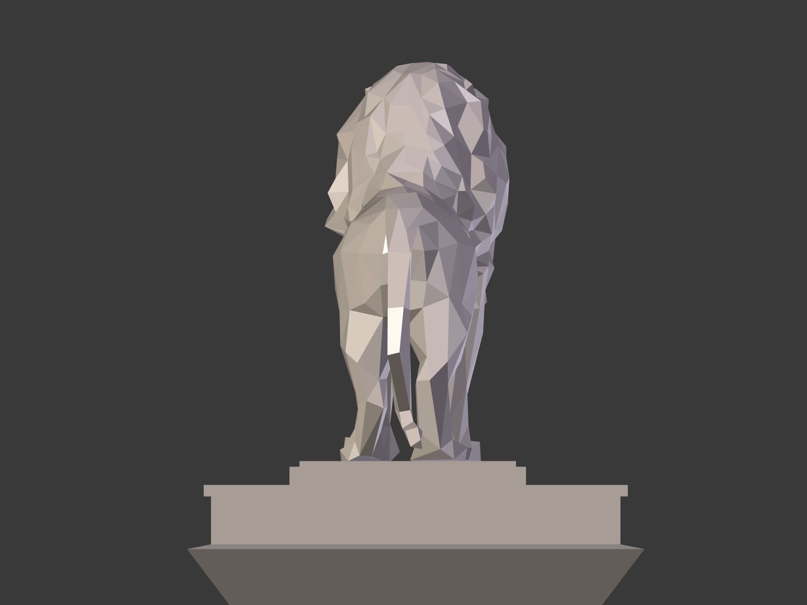 Cartoon Lion Statue - Low Poly Low-poly 3D model_8