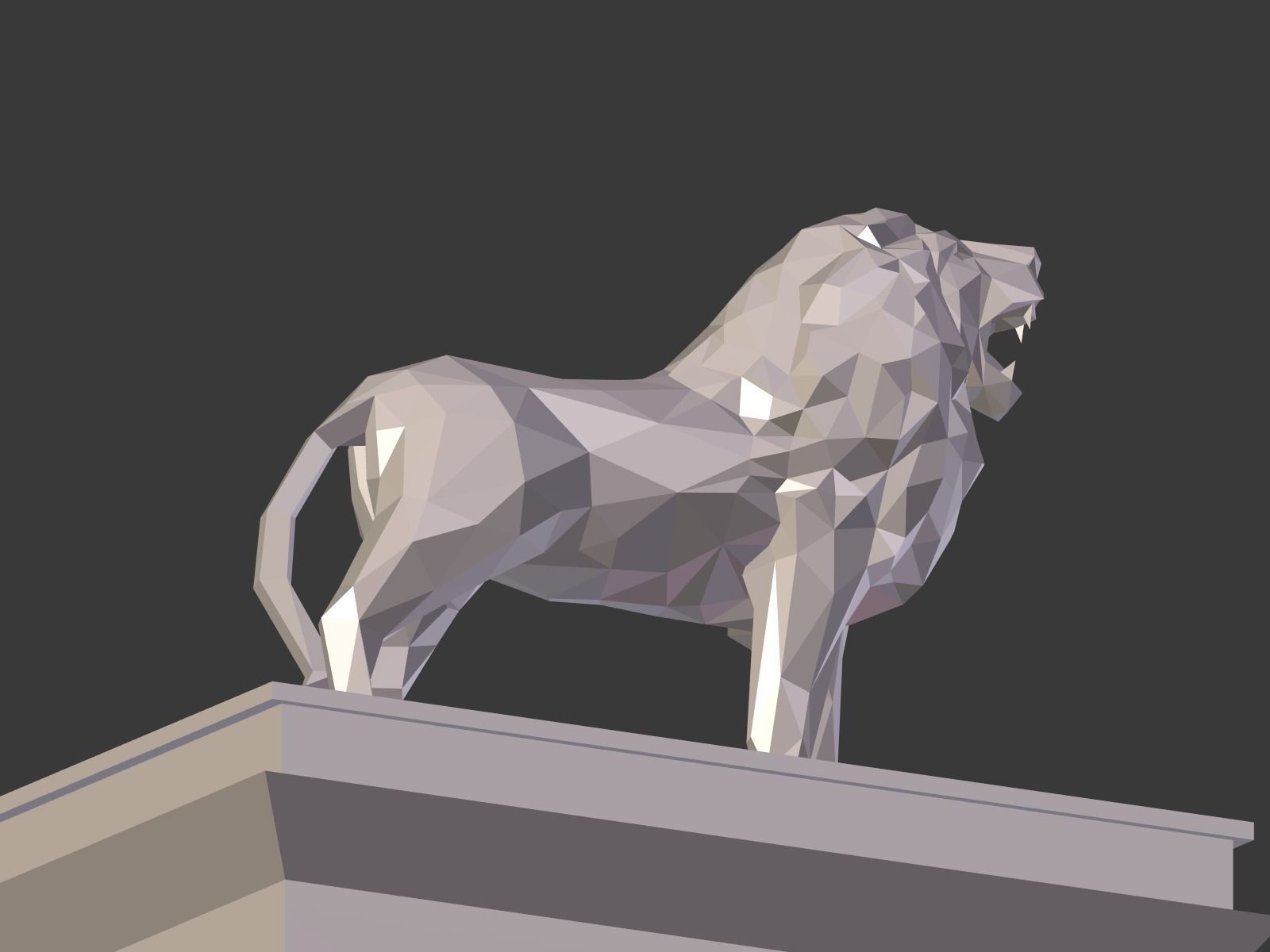 Cartoon Lion Statue - Low Poly Low-poly 3D model_21