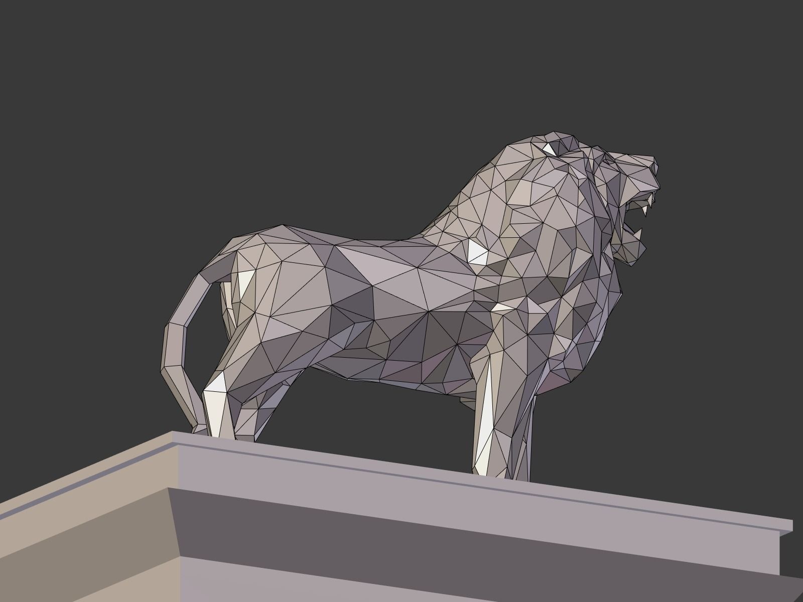 Cartoon Lion Statue - Low Poly Low-poly 3D model_22