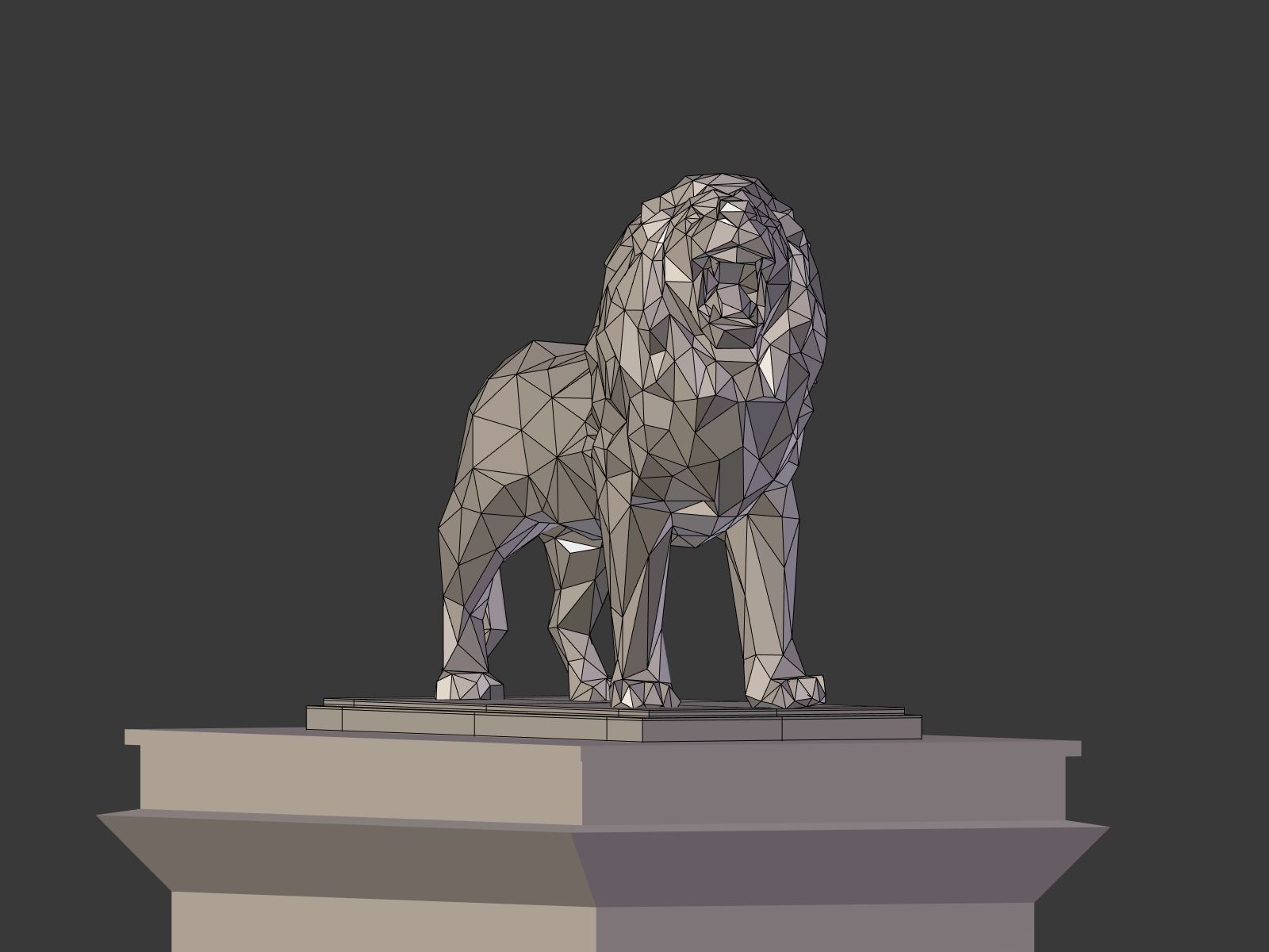 Cartoon Lion Statue - Low Poly Low-poly 3D model_12