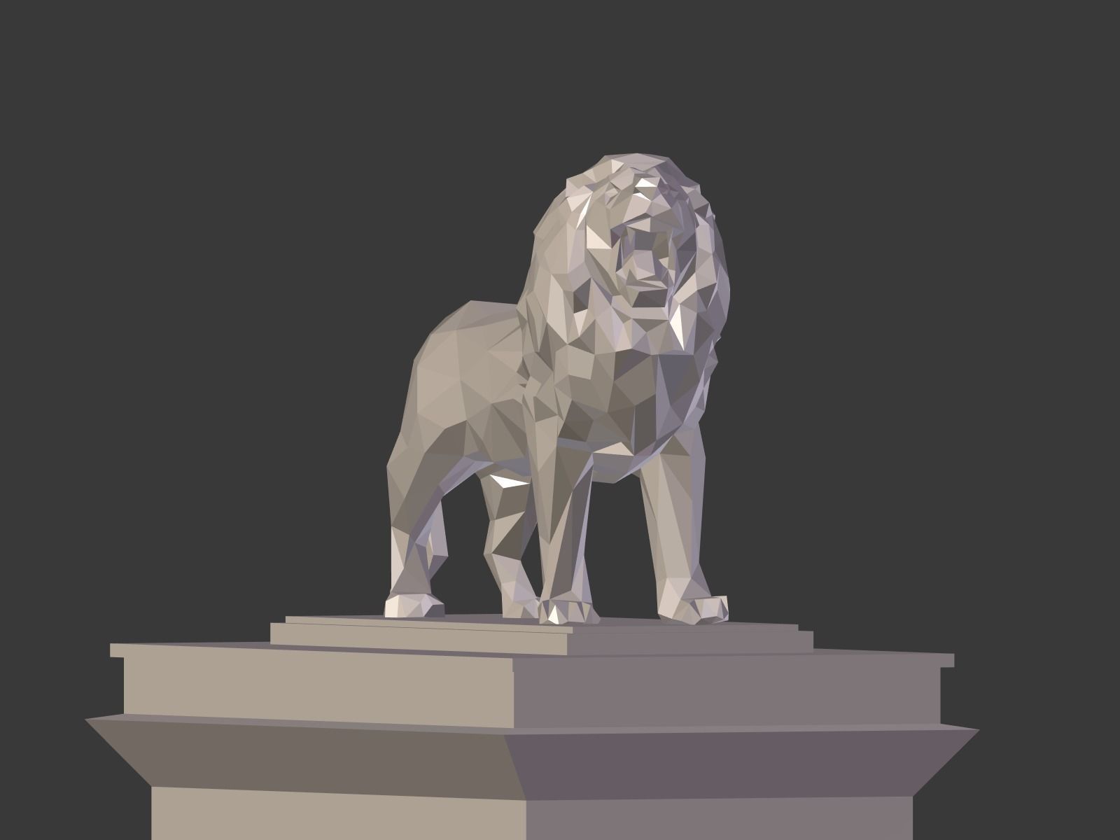 Cartoon Lion Statue - Low Poly Low-poly 3D model_3