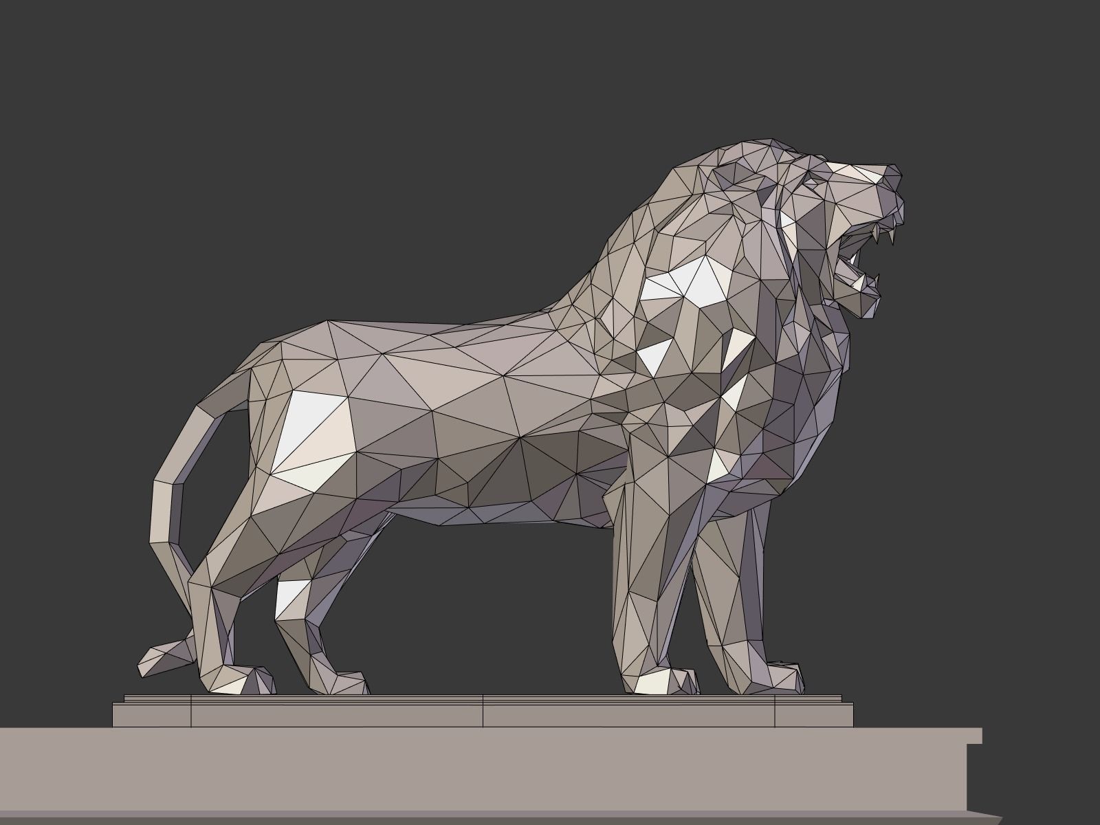Cartoon Lion Statue - Low Poly Low-poly 3D model_11