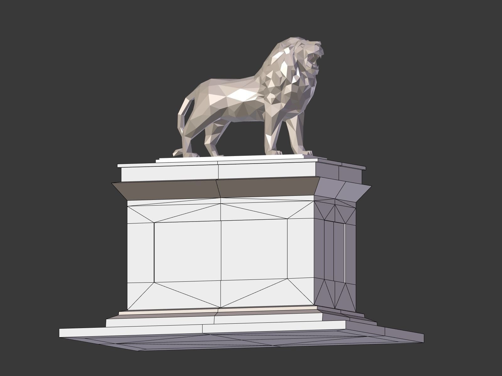Cartoon Lion Statue - Low Poly Low-poly 3D model_7