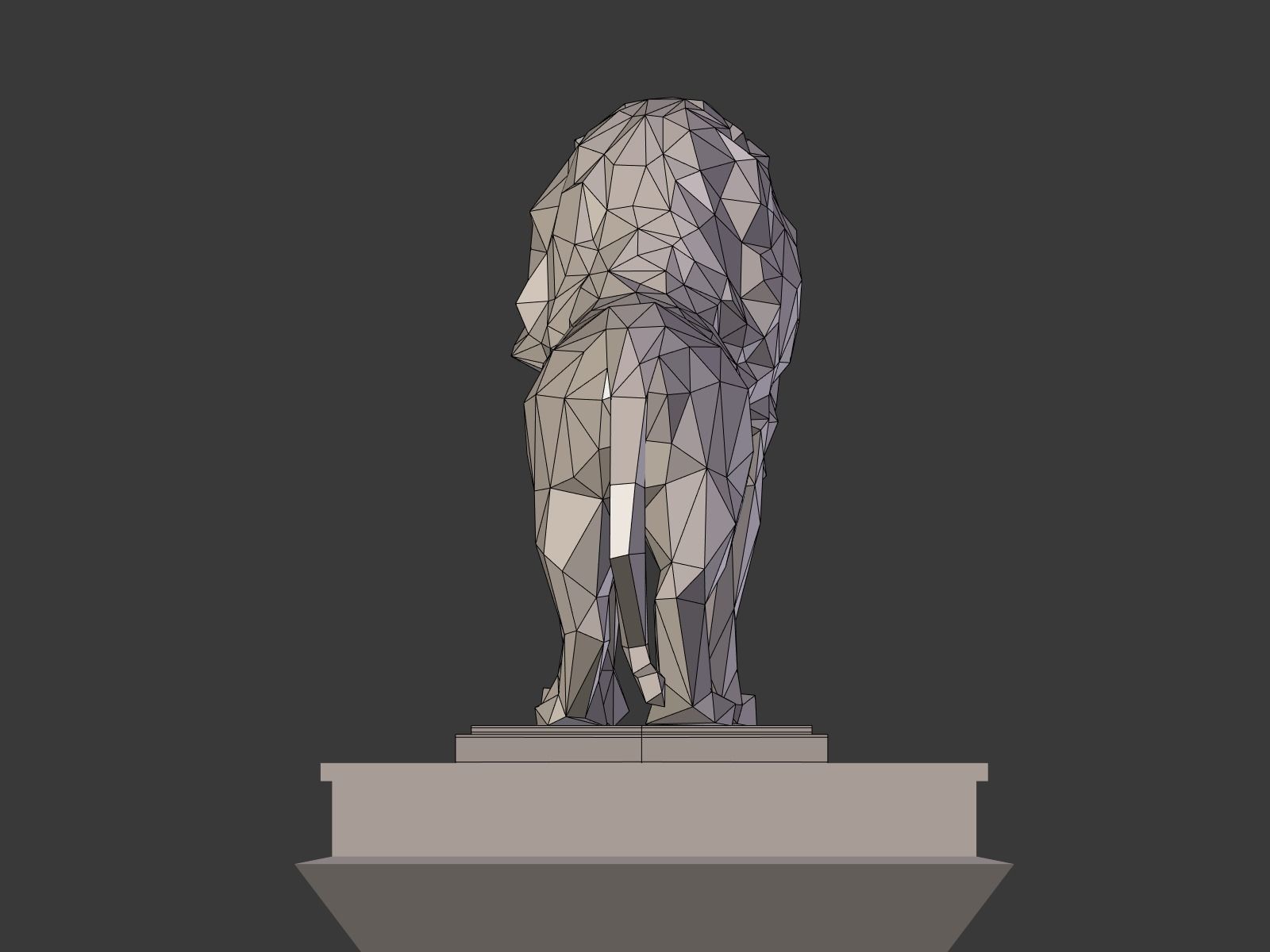 Cartoon Lion Statue - Low Poly Low-poly 3D model_9