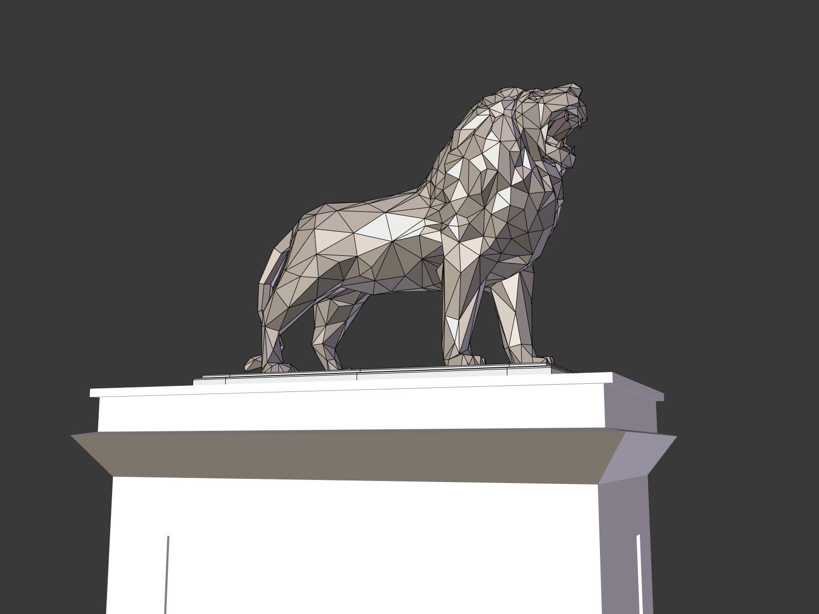 Cartoon Lion Statue - Low Poly Low-poly 3D model_2