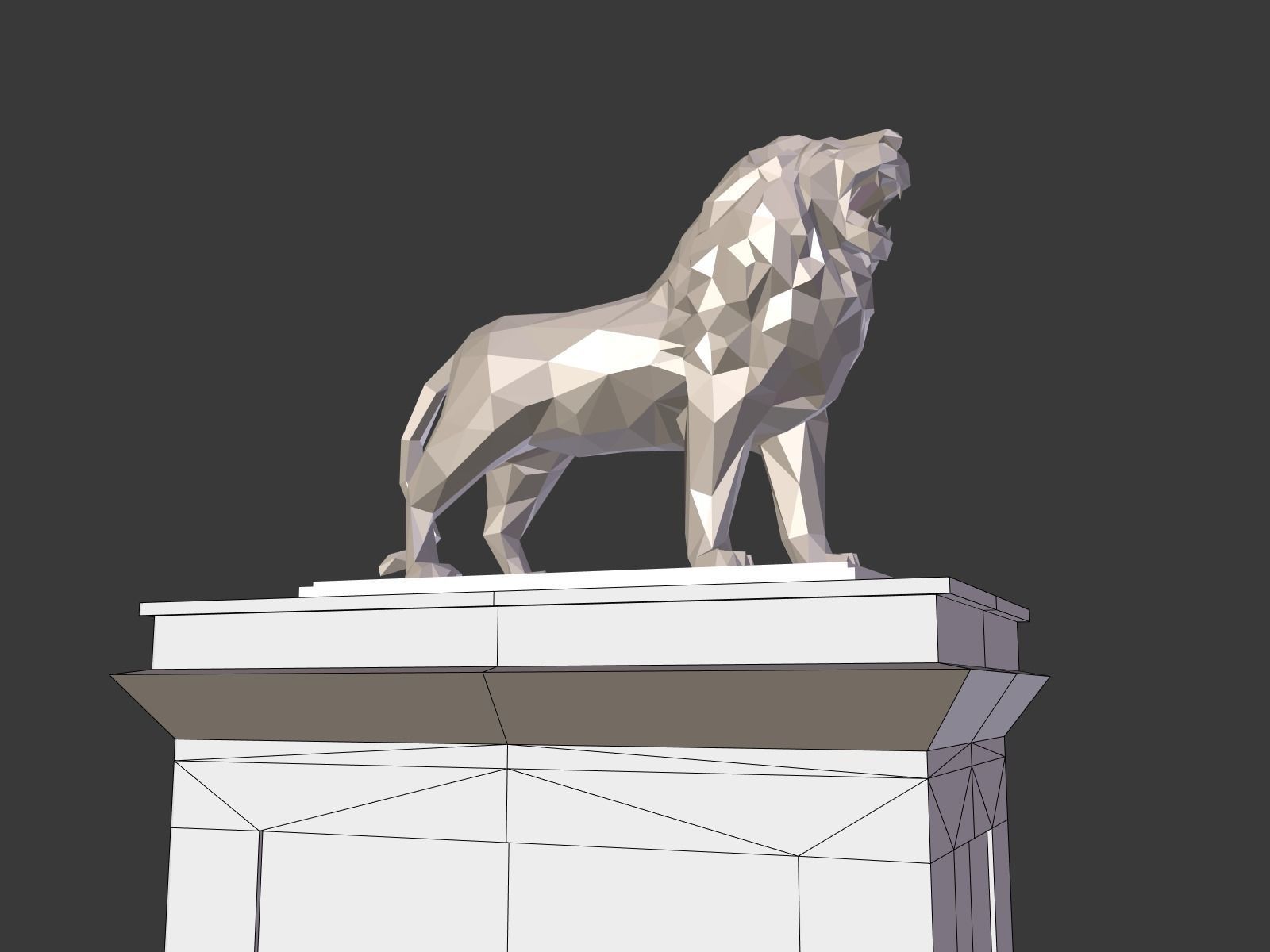 Cartoon Lion Statue - Low Poly Low-poly 3D model_20