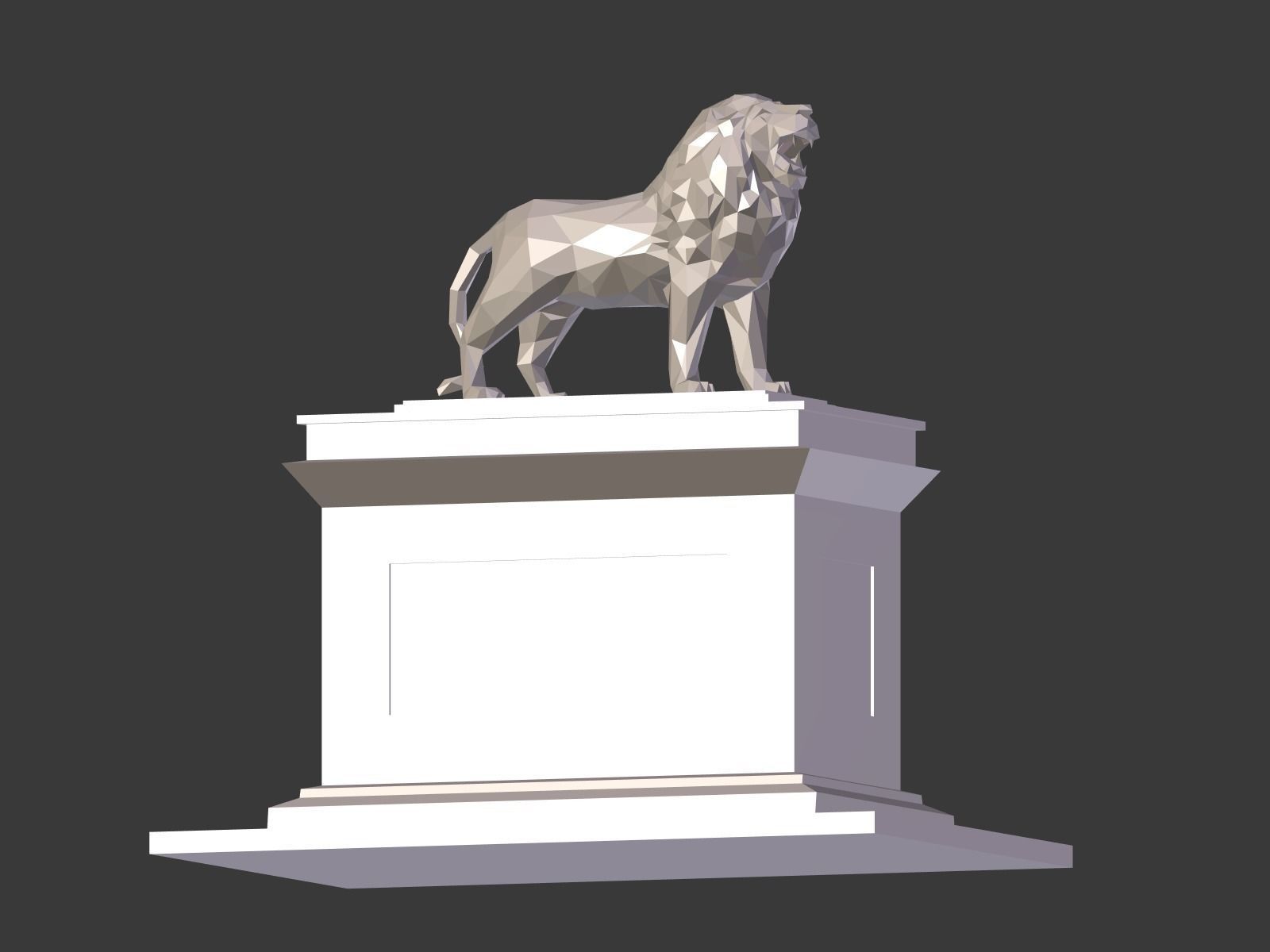 Cartoon Lion Statue - Low Poly Low-poly 3D model_6