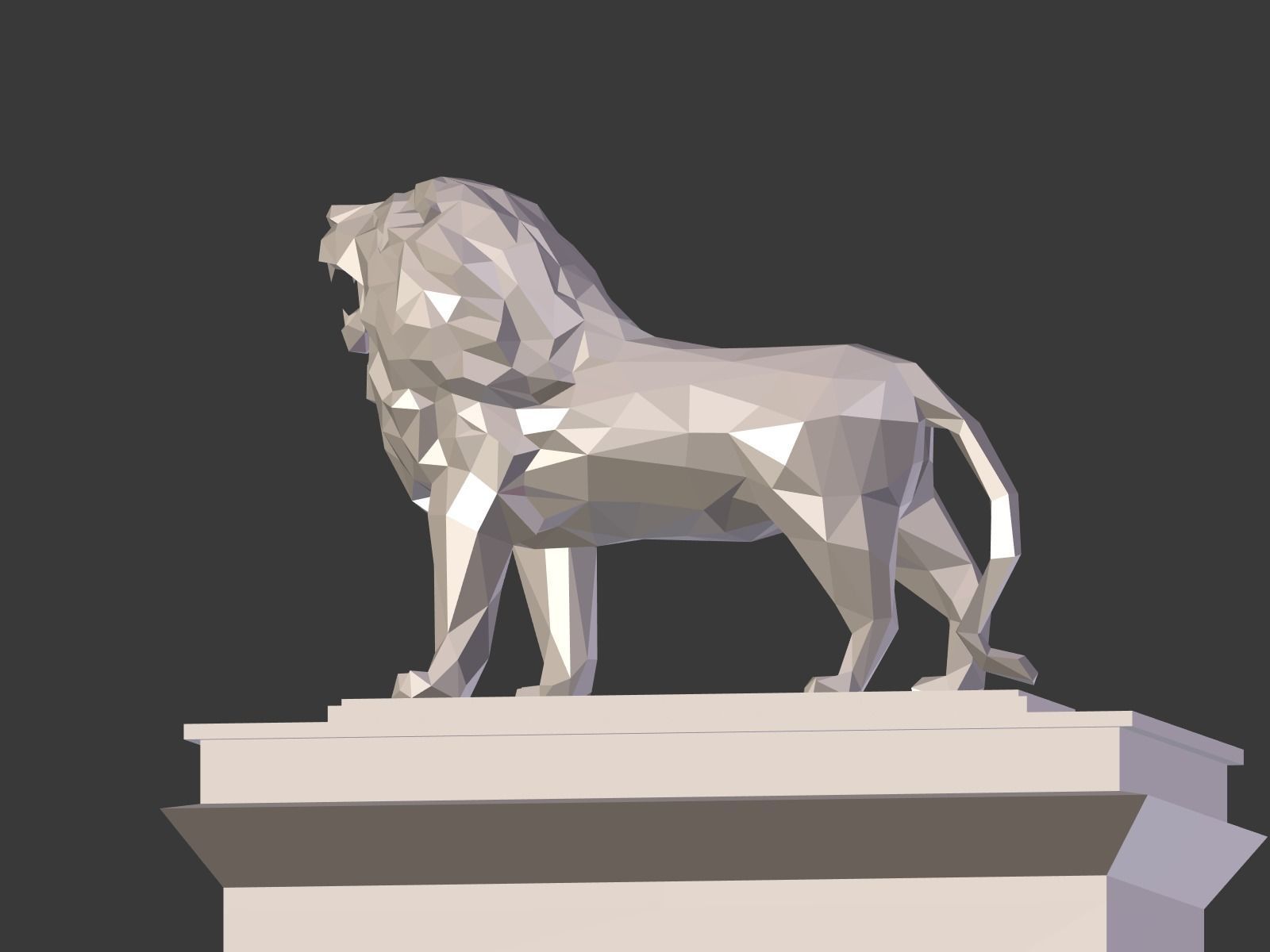 Cartoon Lion Statue - Low Poly Low-poly 3D model_4