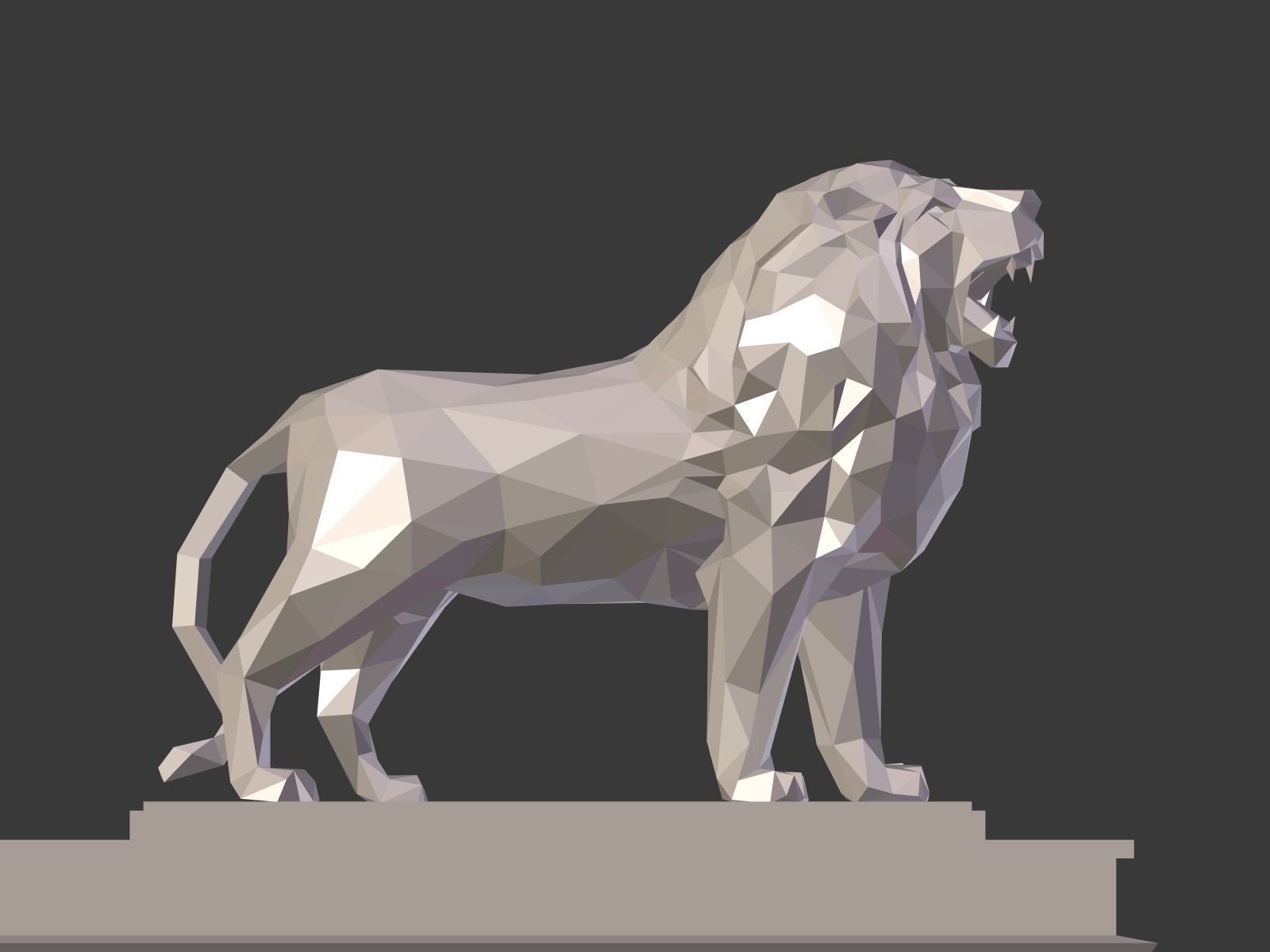 Cartoon Lion Statue - Low Poly Low-poly 3D model_10