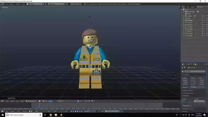 Emmet lego character in software