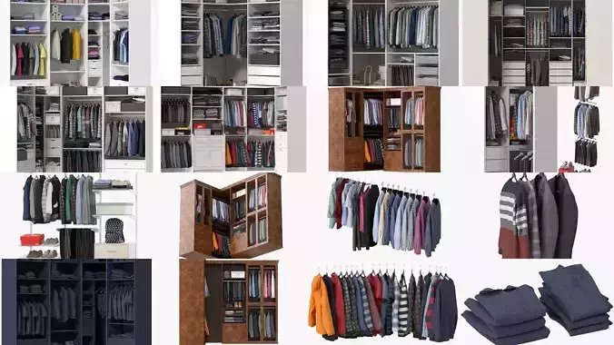 Wardrobe with Clothes  Pack 3D Model Collection