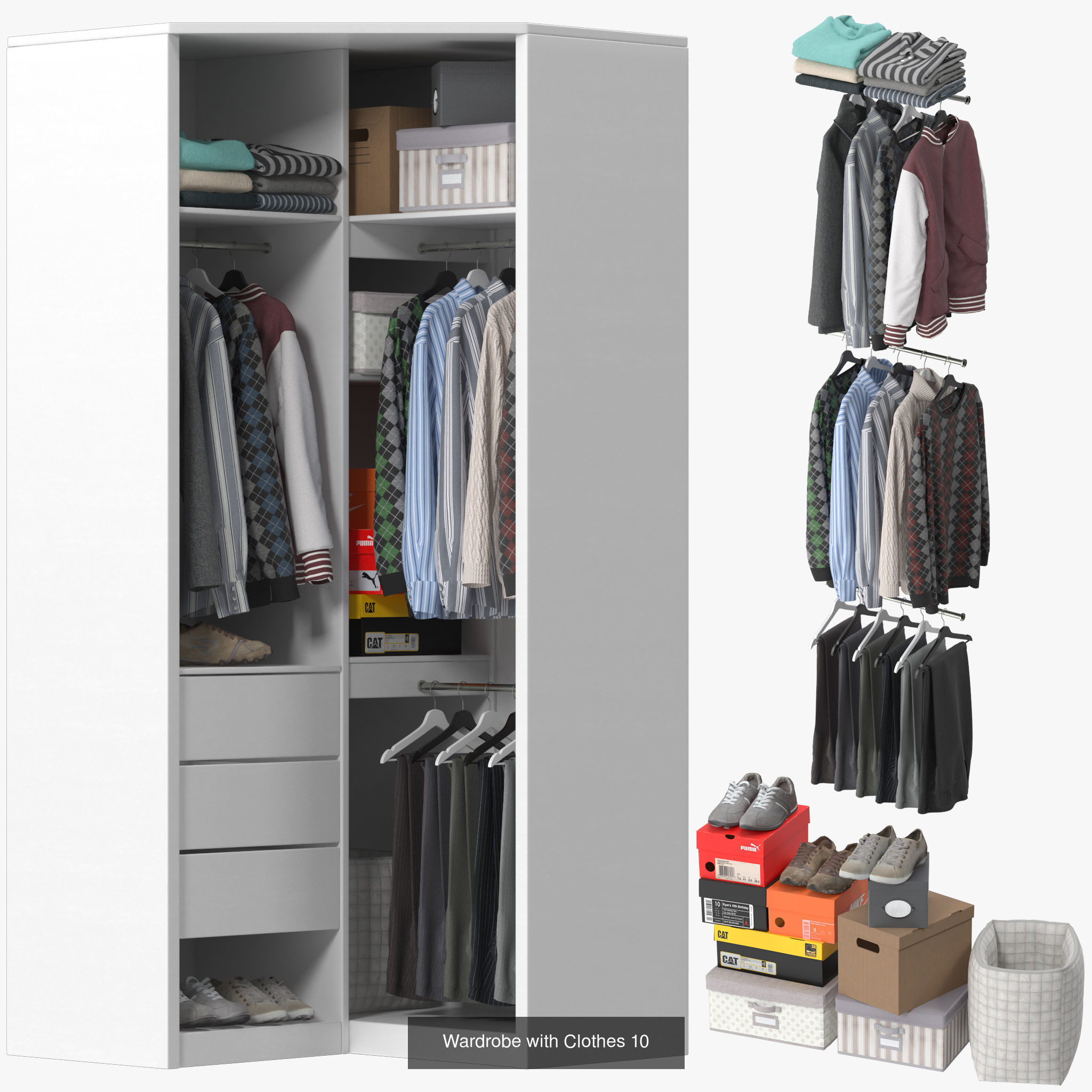Wardrobe with Clothes  Pack 3D Model Collection_8