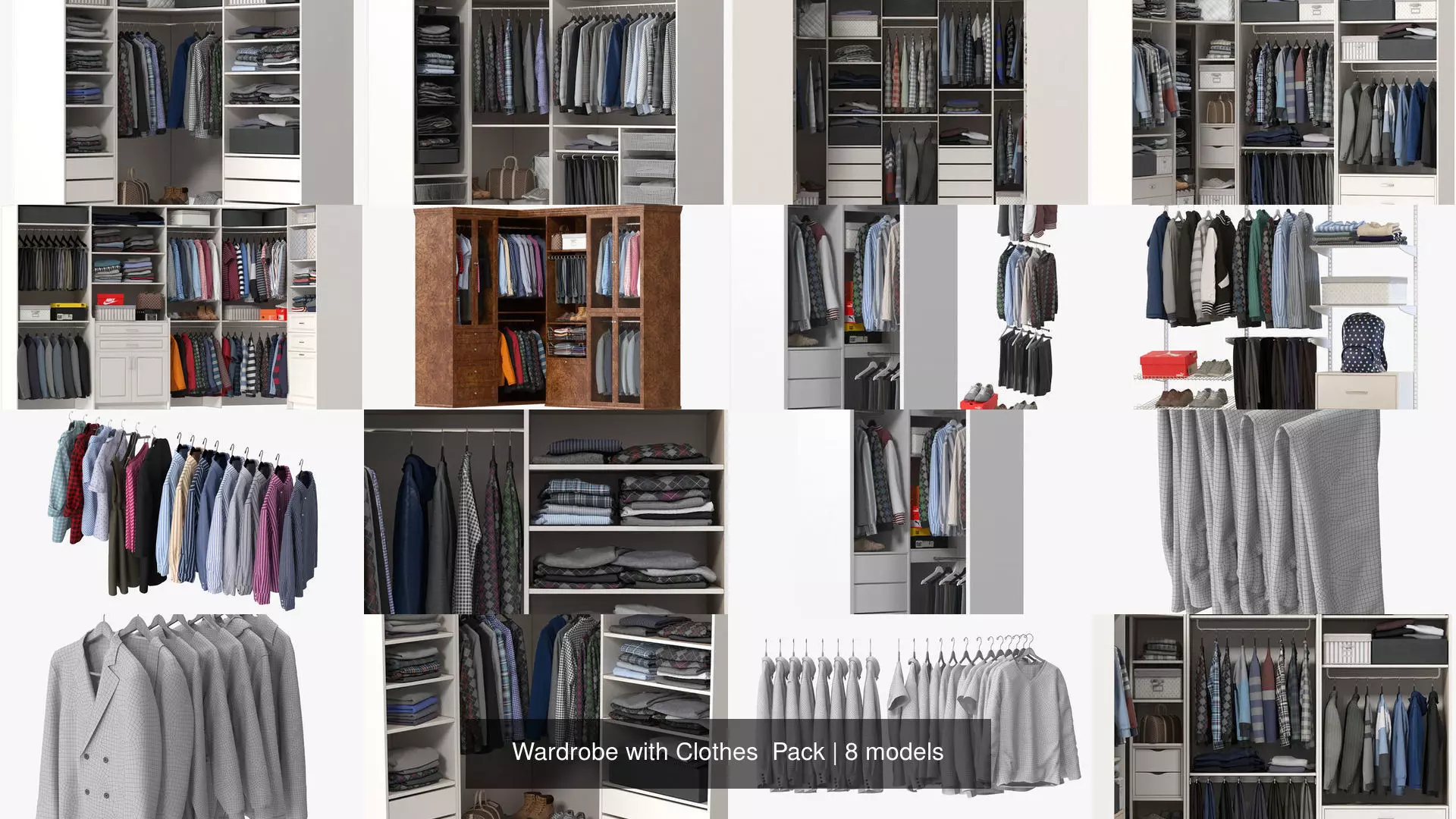 Wardrobe with Clothes  Pack 3D Model Collection_1