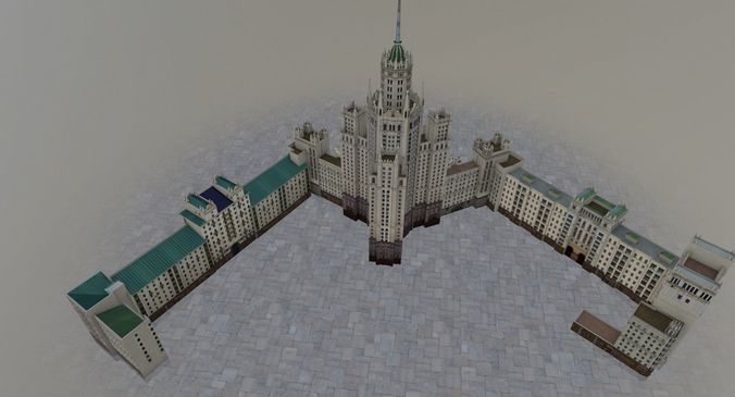 Moscow House Building61 Low-poly 3D model 5
