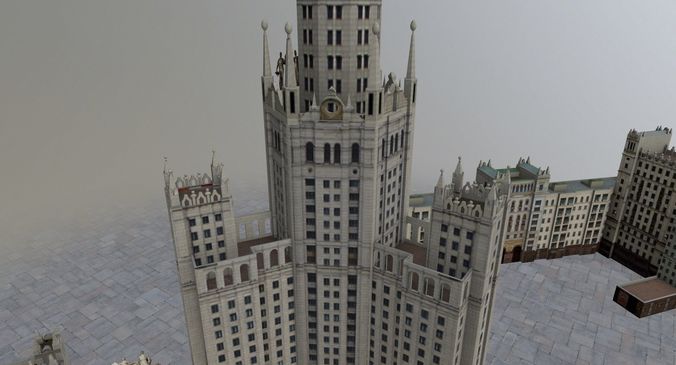 Moscow House Building61 Low-poly 3D model 6