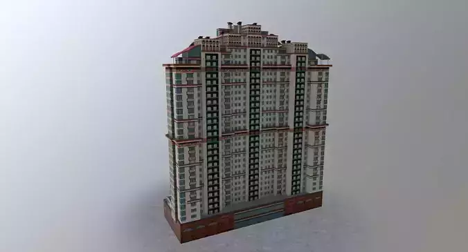 Moscow House Building38 Low-poly 3D model