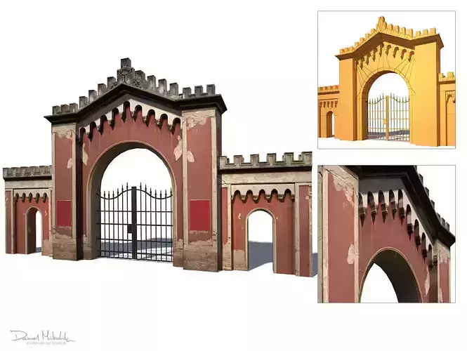 Gate Wall Low Poly 3d Model