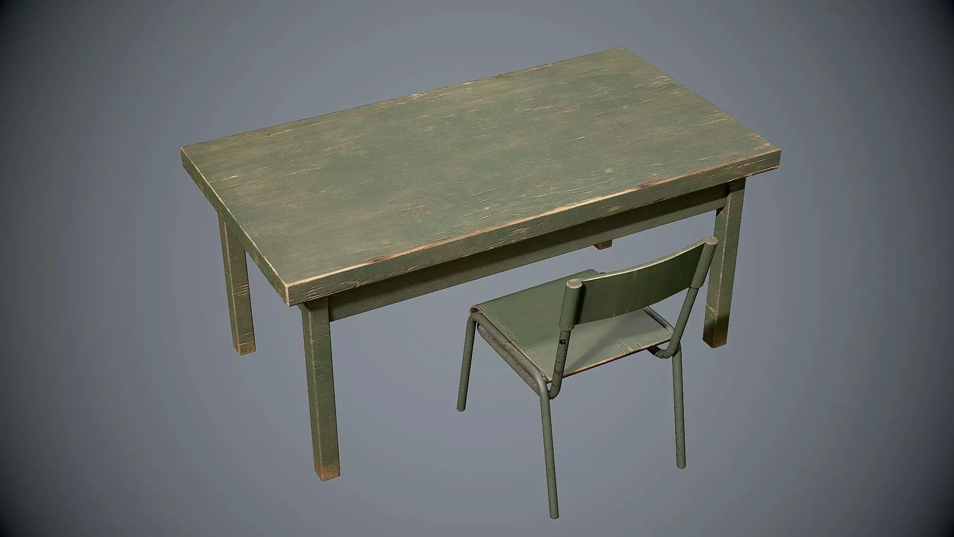 Table and chair Low-poly 3D model