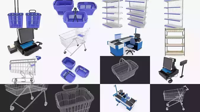 Supermarket Collection two shopping baskets 