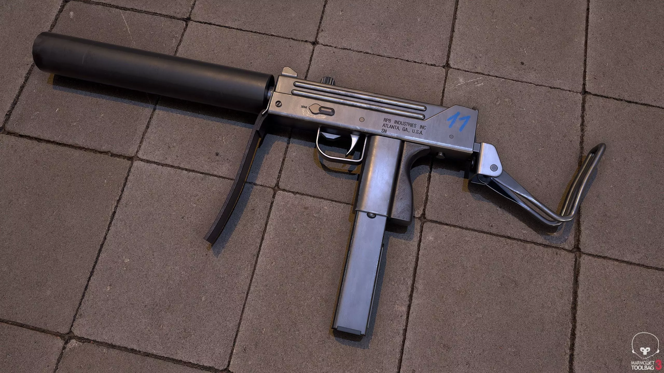 3D model Game-ready MAC-11 gun for gta san andreas VR / AR / low-poly |  CGTrader, image size:2560x1440