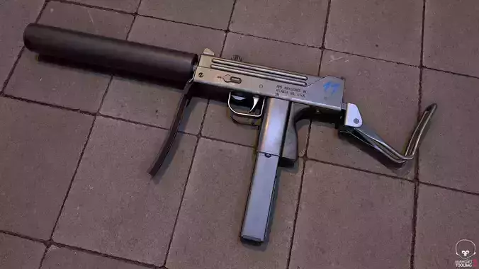 Game-ready MAC-11 gun for gta san andreas Low-poly 3D model