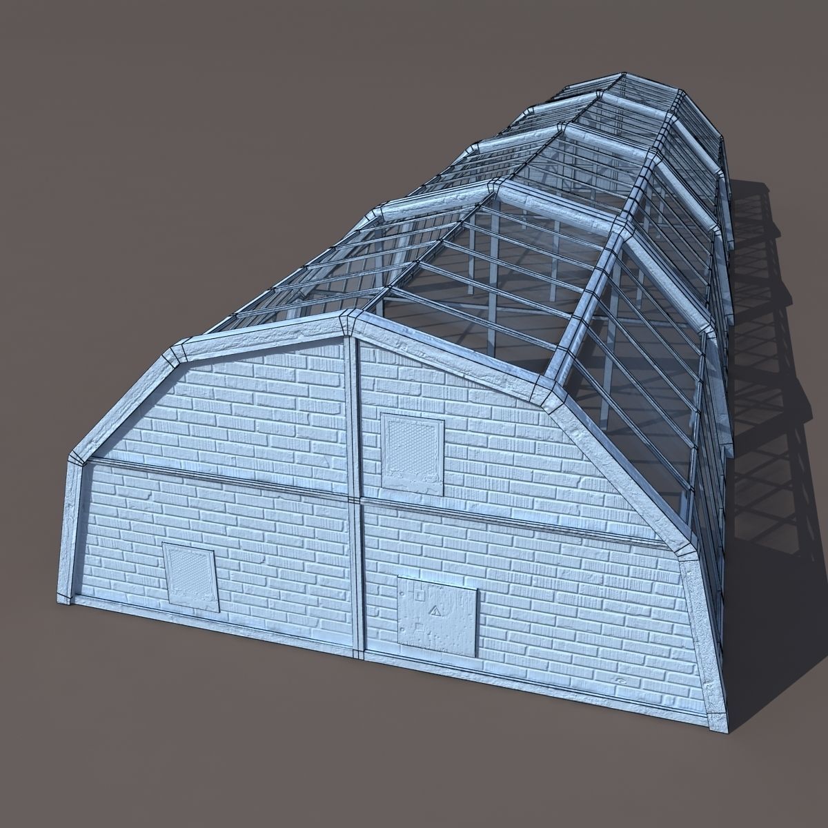 Green House Low poly 3d model Low-poly 3D model_8